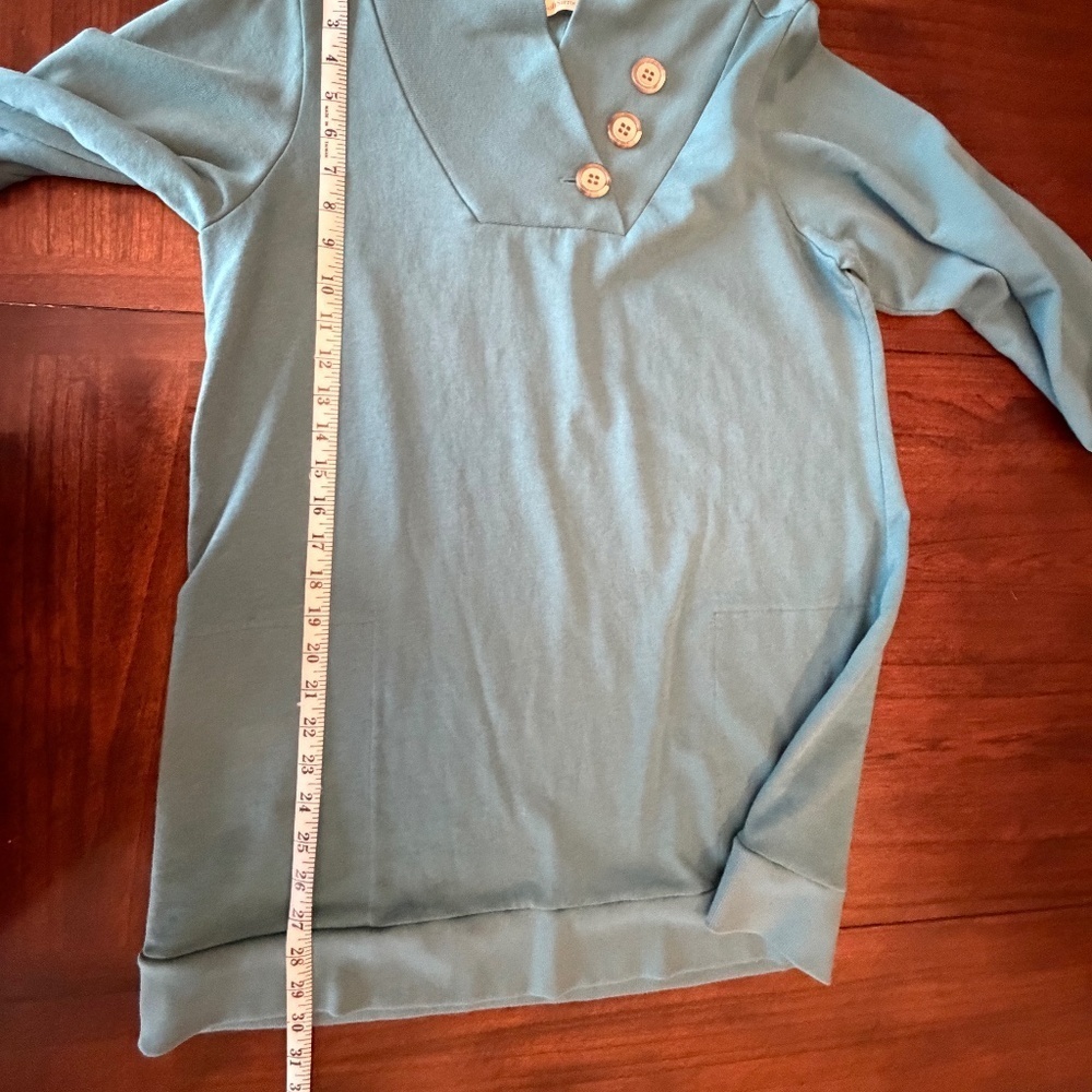 Soft Surroundings Women's Teal Tunic Sweatshirt, Size Medium - Picture 12 of 15